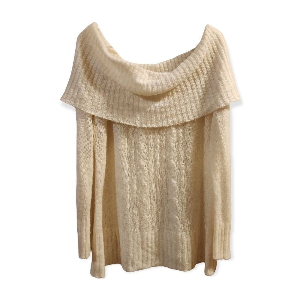 Torrid Wide Neck Cowl Off The Shoulder Cable Knit Sweater